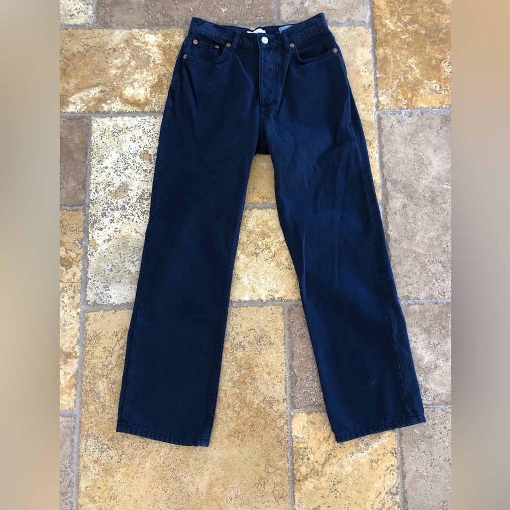 ZARA - HIGH-RISE TAPERED JEANS  + DARK NAVY BLUE/WOMENS SIZE 4/26